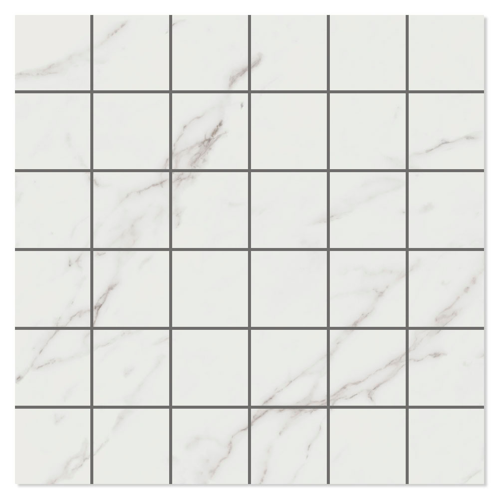 Marmor Mosaik Klinker Kalon Hvid Poleret 30x30 (5x5) cm